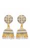 Gold-Plated Round Meenakari & Kundan Design Grey Earrings RAE1403