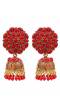 Gold-Plated Floral Red Jhumka Earrings RAE1408
