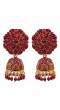 Gold-Plated Floral Maroon Jhumka Earring RAE1409