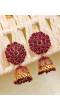 Gold-Plated Floral Maroon Jhumka Earring RAE1409