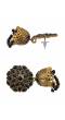 Gold-Plated Black Stone Floral Work Earrings RAE1410