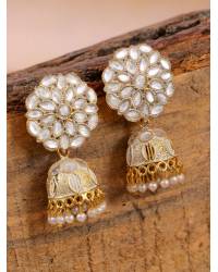 Buy Online Crunchy Fashion Earring Jewelry Crunchy Fashion Gold-Plated Lotus Floral stud Pink Meenakari & Pearl Earrings  RAE1717 Jewellery RAE1717