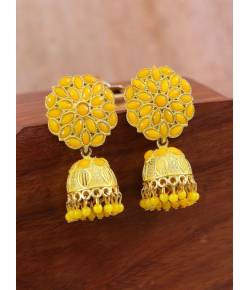 Gold-plated Yellow Floral Jhumka Earrings RAE1415