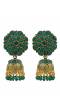 Gold-plated  Round Floral Green Jhumka Earrings RAE1416
