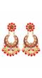 Gold-Plated Red Color Kundan Drop & Dangler Earrings RAE1420