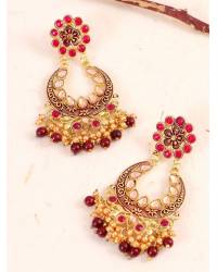 Buy Online Crunchy Fashion Earring Jewelry Gold-Plated Blue Stone Floral Work Earrings RAE1417 Jewellery RAE1417