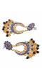 Gold-Plated Royal Blue Color Kundan Drop & Dangler Earrings RAE1422