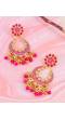 Gold-Plated Royal Pink Color Kundan Drop & Dangler Earrings RAE1424