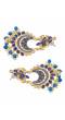 Traditional Gold-Plated Meenakari & Kundan Blue Dangler Earrings RAE1431