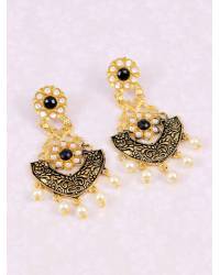 Buy Online Crunchy Fashion Earring Jewelry Traditional Gold plated Green Kundan Earring With Pearls RAE0943 Jewellery RAE0943