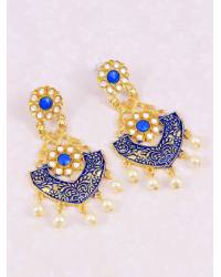 Buy Online Royal Bling Earring Jewelry Gold Plated Kundan Earrings With Pearls RAE0787 Jewellery RAE0787