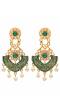 Gold-plated Green Choker Kundan Studded Dangler Earrings RAE1436