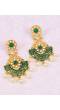 Gold-plated Green Choker Kundan Studded Dangler Earrings RAE1436