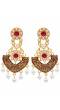 Gold-plated Maroon Choker Kundan Studded Dangler Earrings RAE1438