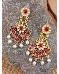Buy Online Royal Bling Earring Jewelry Stylish Yellow Pearls Doli-Palki Kundan Studded Earrings With Drops & Danglers RAE2391