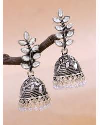 Buy Online Crunchy Fashion Earring Jewelry SwaDev Silver-Plated Contemporary Sparkling American Diamond/AD Stone Earrings SDJE0011  Earrings SDJE0011