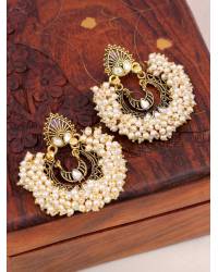 Buy Online Royal Bling Earring Jewelry Crunchy Fashion Gold-Plated Floral Meenakari & Pearl Green Hoop Jhumka  Earrings  RAE0870 Jewellery RAE0870