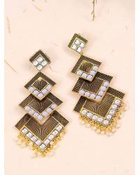 Buy Online Crunchy Fashion Earring Jewelry Pink-Green Silver Oxidized Open Ring Jewellery CFR0554