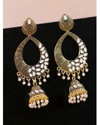 Buy Online Crunchy Fashion Earring Jewelry Indian Ethnic Hand Crafted Meenakari Lotus Chain Chandbali Multicolor  Earring Set RAE0899 Jewellery RAE0899