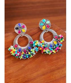Oxidised German Silver Multicolor Beads Dangler Earrings RAE1456
