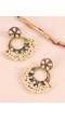 Gold-plated Kundan Work Round Dangler White Pearl Earrings RAE1457