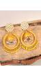 Gold-Plated Kundan Dangler Yellow Color ChandBali Jhumka Earrings RAE1460