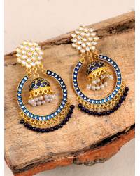 Buy Online Royal Bling Earring Jewelry Gold-Toned  Kundan and  Blue Beads Round Shape Earrings RAE1737 Jewellery RAE1737
