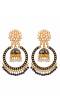 Gold-Plated Kundan Dangler Black Color ChandBali Jhumka Earrings RAE1462