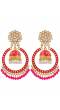 Gold-Plated Kundan Dangler Red Color ChandBali Jhumka Earrings RAE1463
