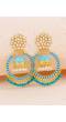 Gold-Plated Kundan Dangler blue Color ChandBali Jhumka Earrings RAE1464