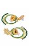 Gold-Plated Kundan Dangler Green Color ChandBali Jhumka Earrings RAE1465