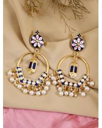 Buy Online Crunchy Fashion Earring Jewelry Gold plated Antique Blue Floral Jhumka Earrings RAE0935 Jewellery RAE0935