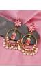 Gold-plated meenakari Lamp style Pink  Hoop Earrings RAE1473