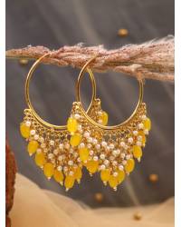 Buy Online Royal Bling Earring Jewelry Gold-Plated Jhalar Bali Hoop Earrings With Yellow Pearls RAE1904 Hoops & Baalis RAE1904