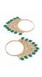Gold-Plated Jhalar Bali Hoop Earrings With Green Pearls RAE1476