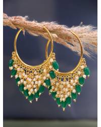 Buy Online Crunchy Fashion Earring Jewelry Gold-Plated White Pearl-Studded Jewellery Set Jewellery RAE0318