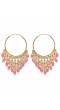 Gold-Plated Jhalar Bali Hoop Earrings With Pink Pearls RAE1477