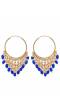 Gold-Plated Jhalar Bali Hoop Earrings With Blue Pearls RAE1479