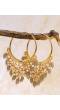 Gold-Plated Jhalar Bali Hoop Earrings With Grey Pearls RAE1480
