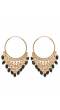Gold-Plated Jhalar Bali Hoop Earrings With Black Pearls RAE1481
