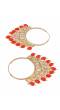 Gold-Plated Jhalar Bali Hoop Earrings With Red Pearls RAE1482