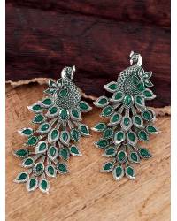 Buy Online Crunchy Fashion Earring Jewelry The Rising Sun Green Pendant Set Jewellery CFS0078
