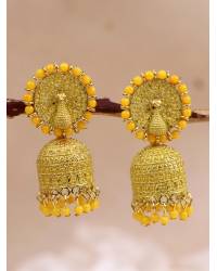 Buy Online Crunchy Fashion Earring Jewelry Gold-plated Meenakari Jhumka Maroon Earrings RAE1391 Jewellery RAE1391