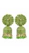 Gold-Plated Crown Peacock  Light Green Earrings RAE1494