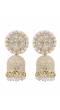 Gold-Plated Crown Peacock White Earrings RAE1496