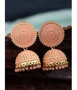 Gold-Plated Round Shape Peach Earrings  RAE1501