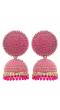 Gold-Plated Round Design Pink Earrings RAE1502