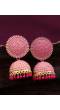 Gold-Plated Round Design Pink Earrings RAE1502
