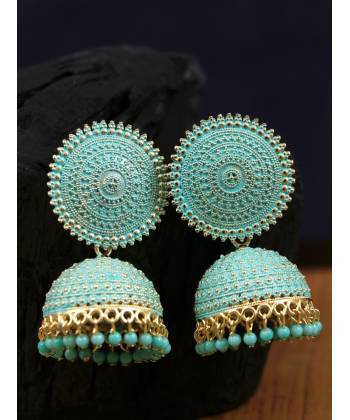 Gold-Plated Round Shape Jhumka Earrings RAE1507
