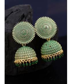 Gold-Plated round shape Jhumka Earrings RAE1508